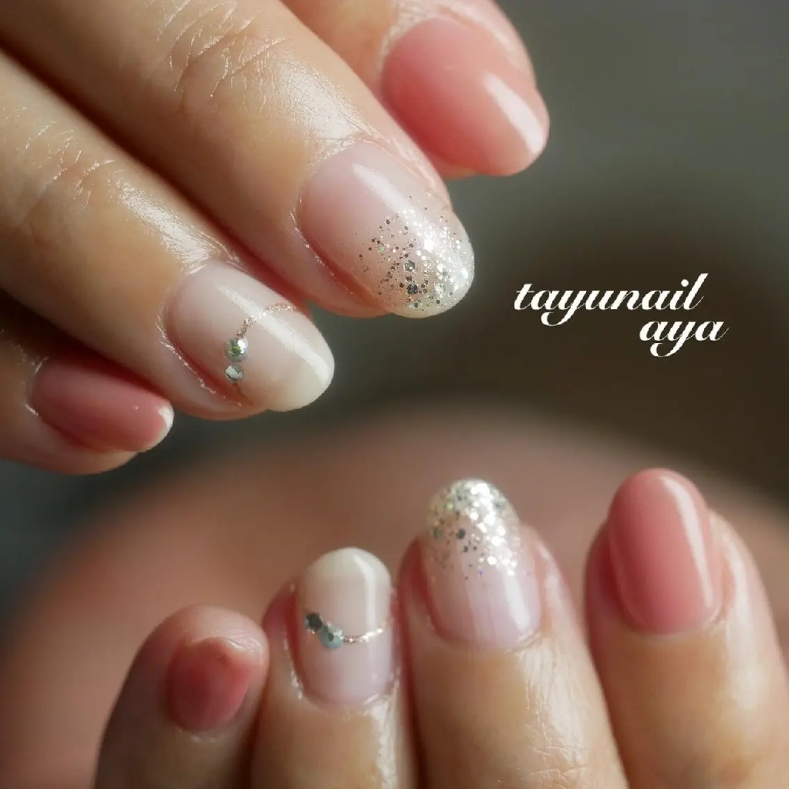 ネイル アートネイル ブルー ジェルネイル ラメ(グリッター) ラメグラデーション ネイルサロン 【たゆnail】のネイルデザイン