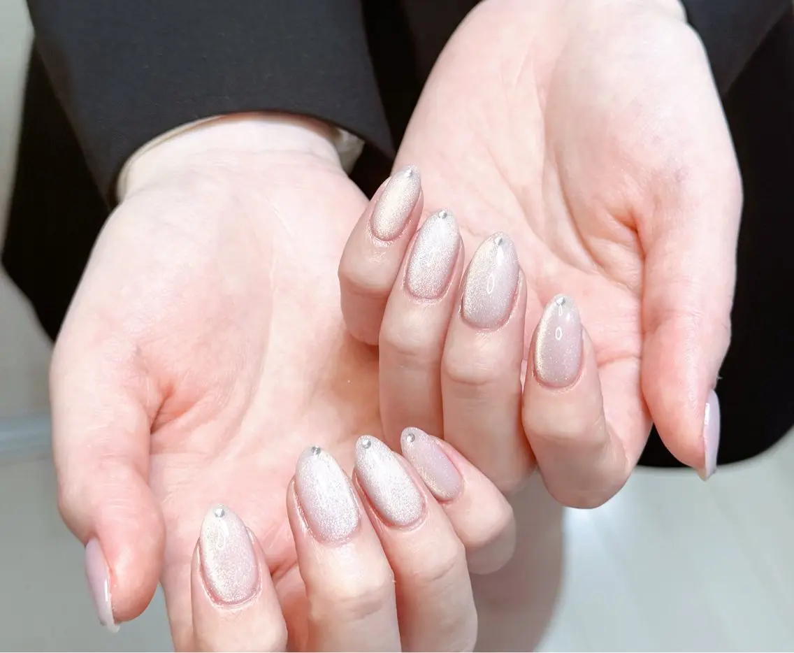 ネイル アートネイル オーロラネイル チークネイル フレンチネイル ガラスフレンチ ハンドネイル 🎀🎀YooLi Nail Salonのネイルデザイン