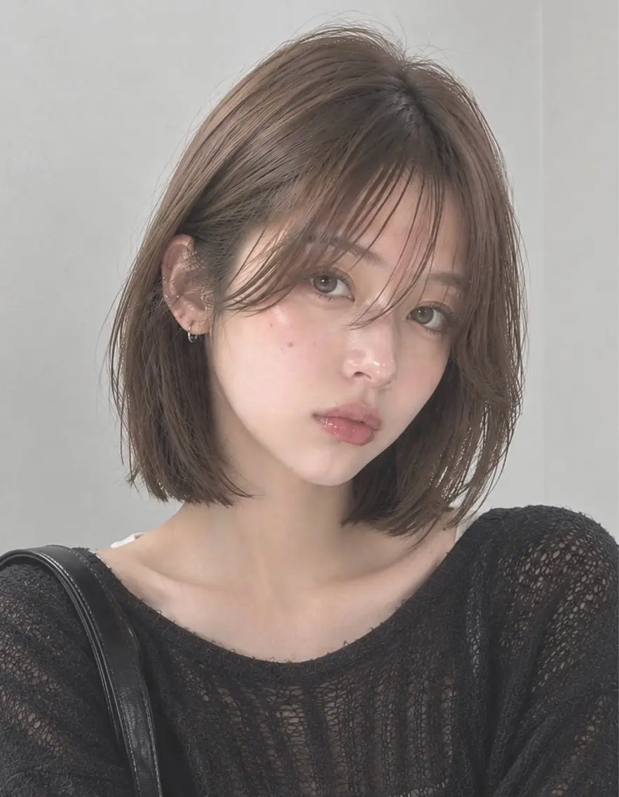 ショート カラー ヘアアレンジ カット ヘアカラー トリートメント ボブ/透明感ベージュ 🫧クルミ🌟のヘアスタイル