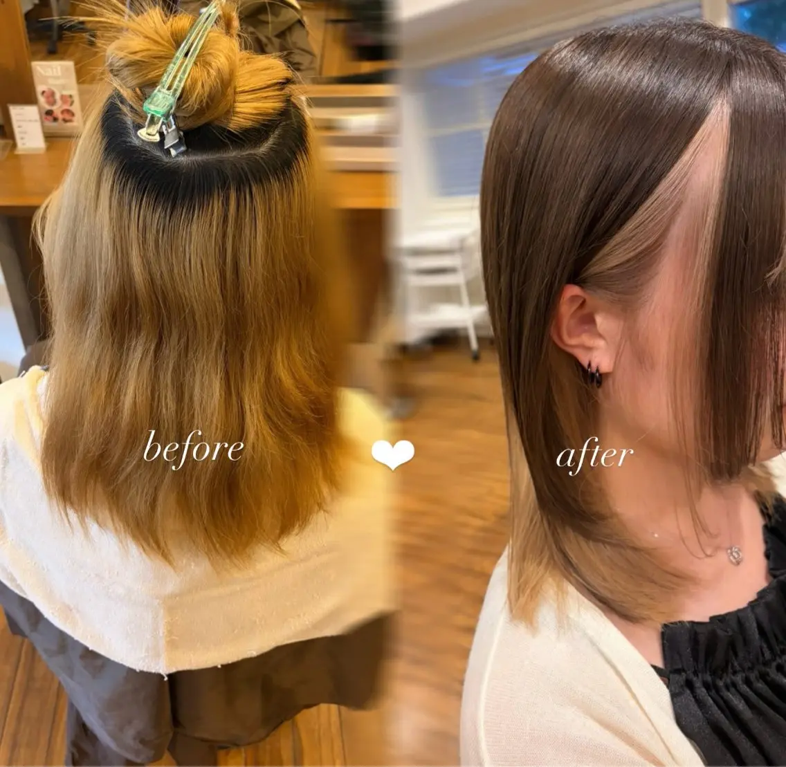 ミディアム カラー ベージュカラー ブリーチ ミルクティーベージュ カット ヘアカラー トリートメント カラー/美髪縮毛矯正 💞/mao⟡のヘアスタイル
