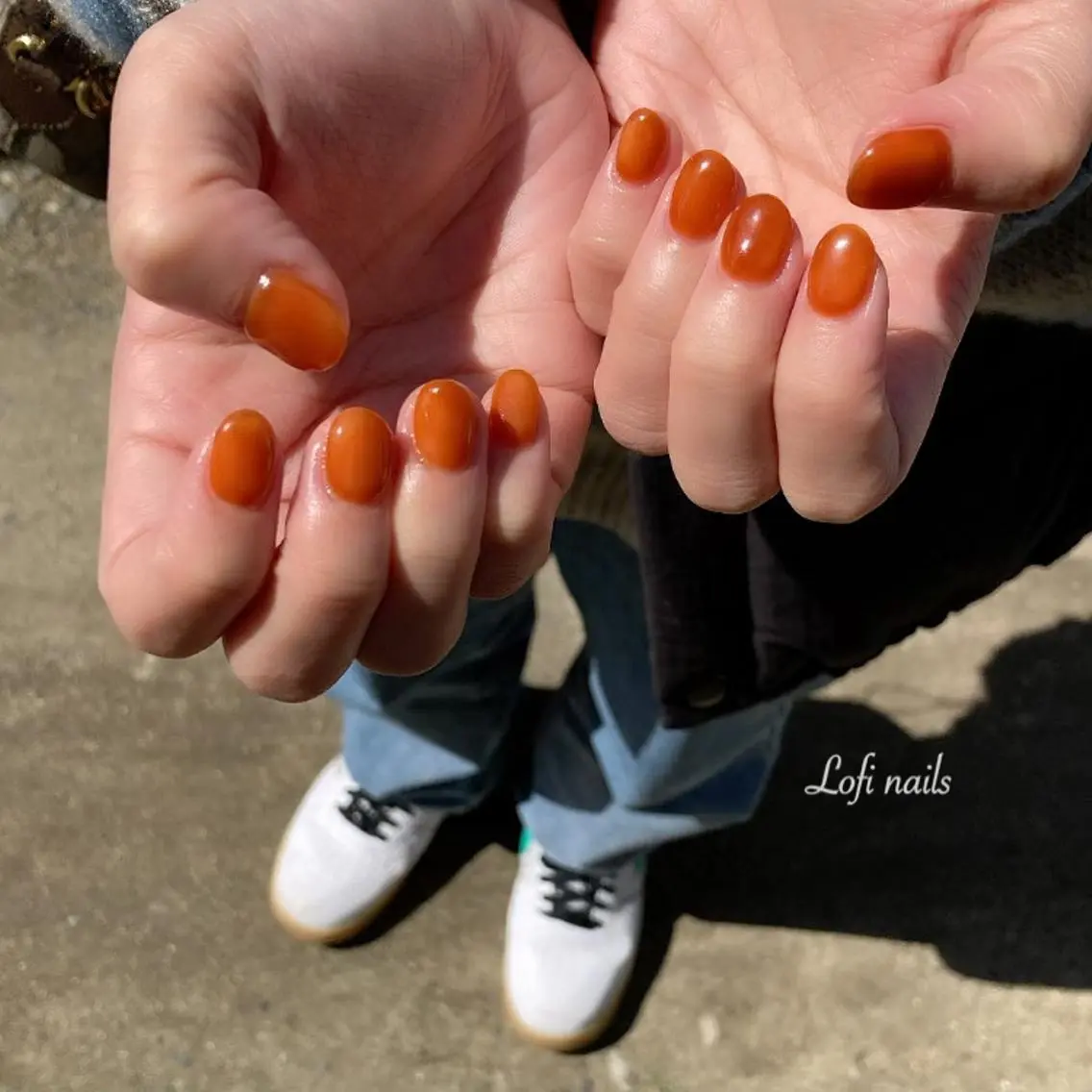 ショート ネイル オレンジ Lofi nails ゆきこのネイルデザイン