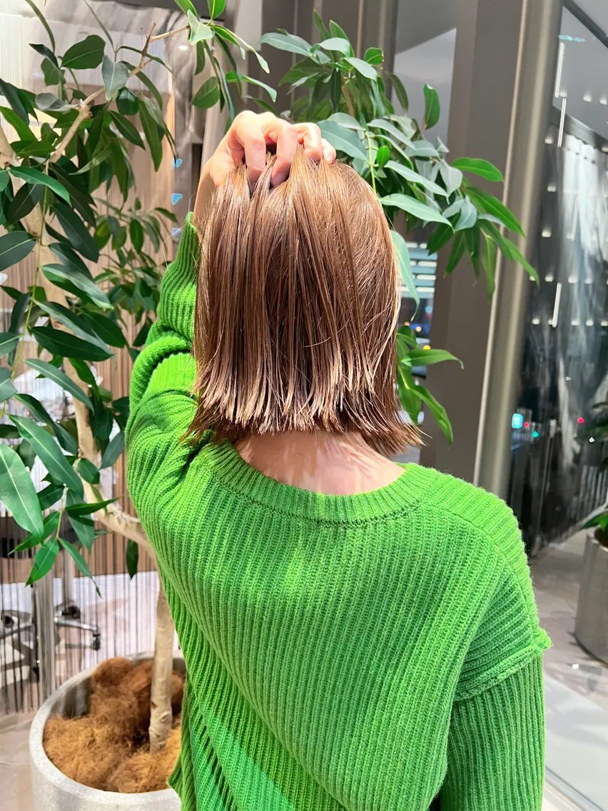 ショート カラー 切りっぱなしボブ ボブ 髪質改善 海外レイヤー/ 梅田美容室のヘアスタイル