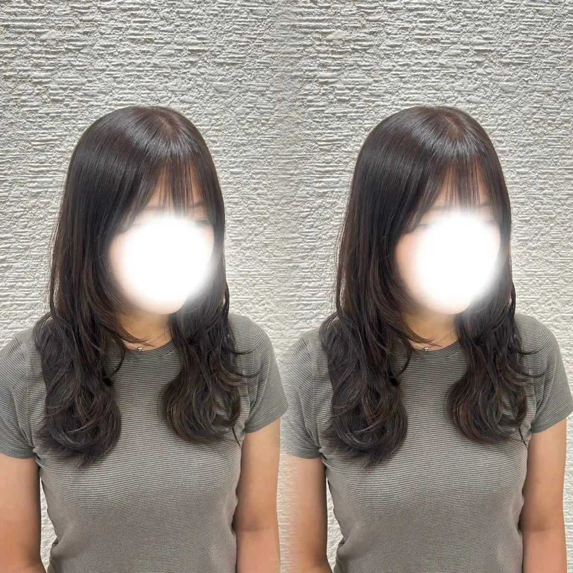 ロング カラー ハッシュカット カット ヘアカラー ベージュ/つや/ レイヤー／ゆいなのヘアスタイル