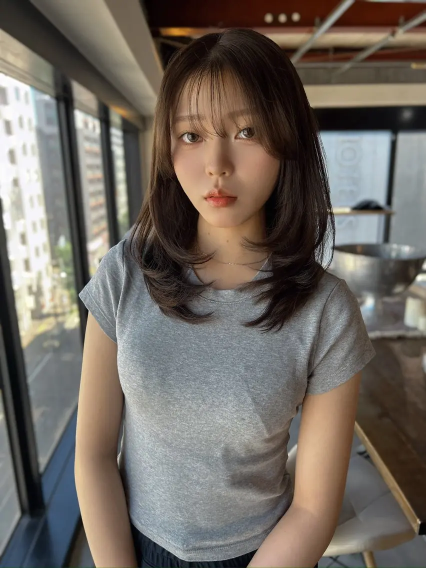 ミディアム カラー カット ヘアカラー トリートメント ダブルカラー/ 艶髪/SHISEIのヘアスタイル