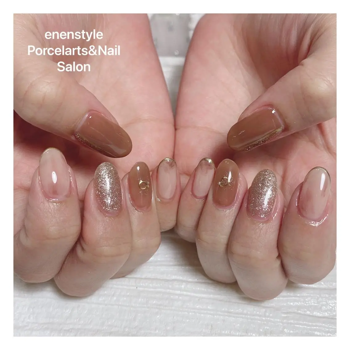 ミディアム ネイル ハンドネイル 🐾enen style 🐾のネイルデザイン