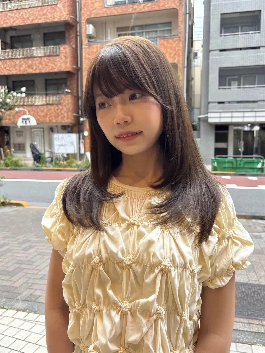 ロング カラー ベージュカラー オリーブベージュ カット ヘアカラー トリートメント 艶カラー/レイヤー /atsumi🪷のヘアスタイル