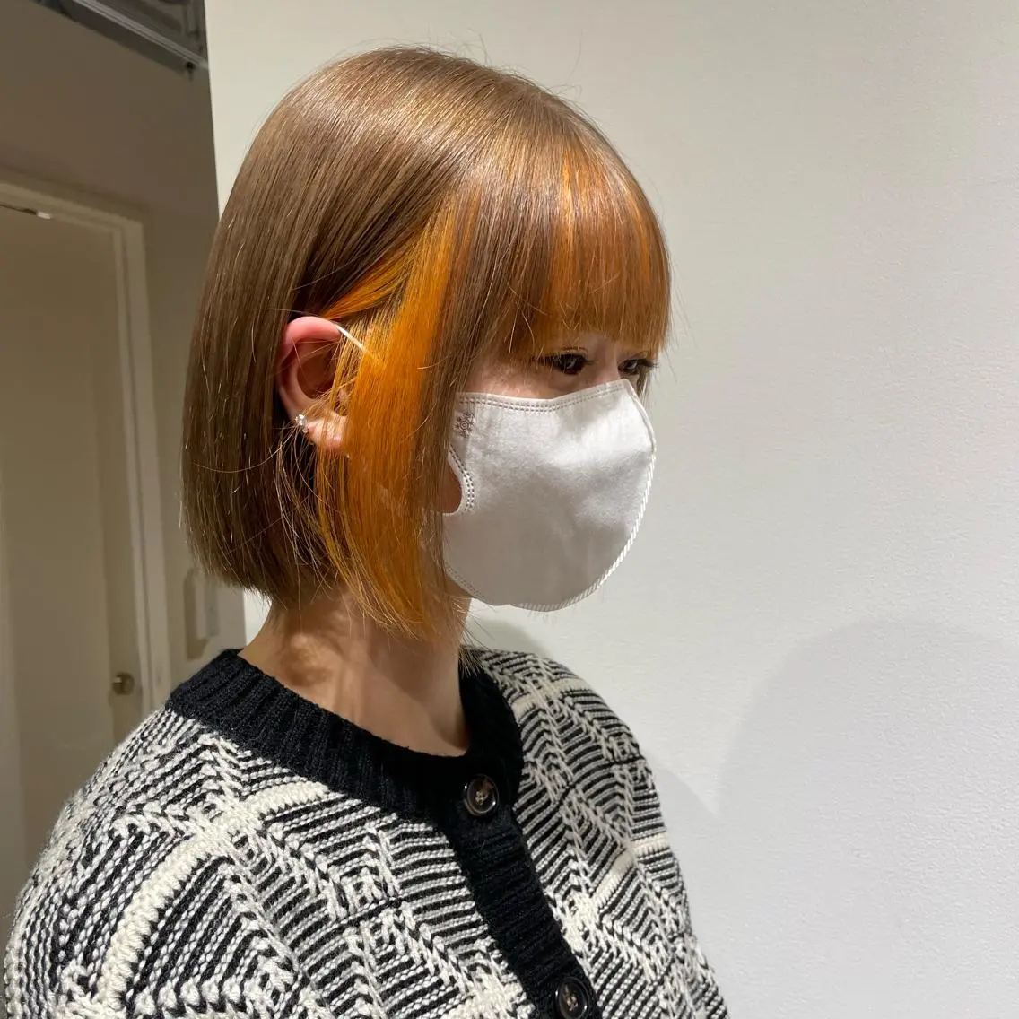 ショート カラー ミストバング ブリーチ フェイスフレーミング 韓国風カラー🤎 𝒄𝒉𝒊𝒌𝒂のヘアスタイル