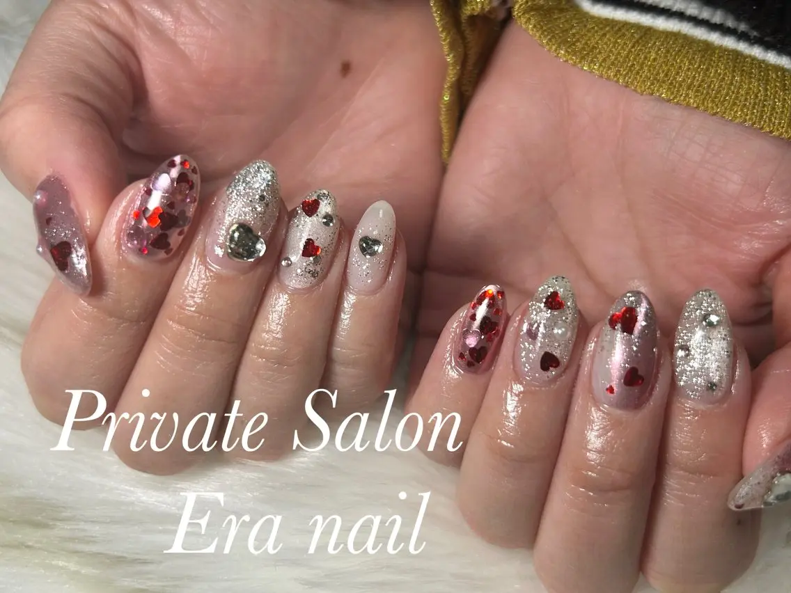 ネイル バレンタイン ハンドネイル Era nailのネイルデザイン
