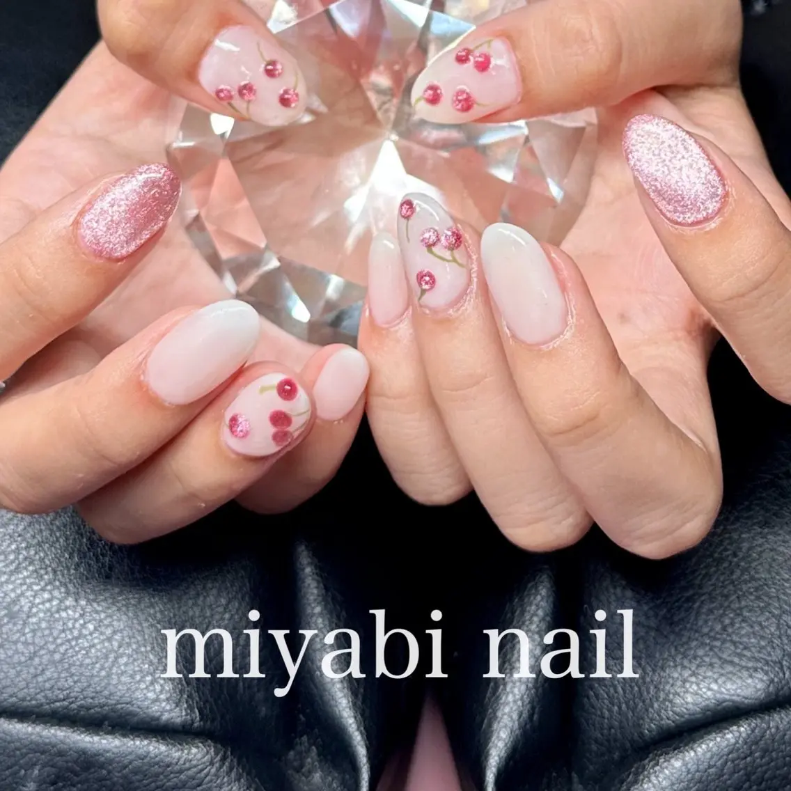 ネイル アートネイル マグネットネイル 持ち込み ピンク 夏ネイル ハンドネイル miyabi nail 桂川駅近くのネイルデザイン