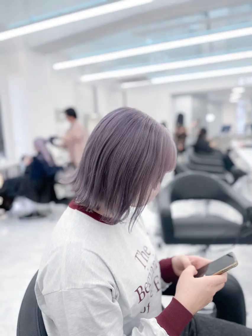ミディアム カラー ダメージレスブリーチ ×美髪矯正【滝太】のヘアスタイル