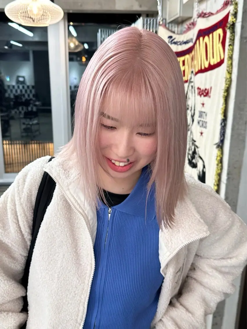 ミディアム ボブ カット ヘアカラー トリートメント 🤍ムラ修正ブリーチ 🤍原宿/YUUのヘアスタイル