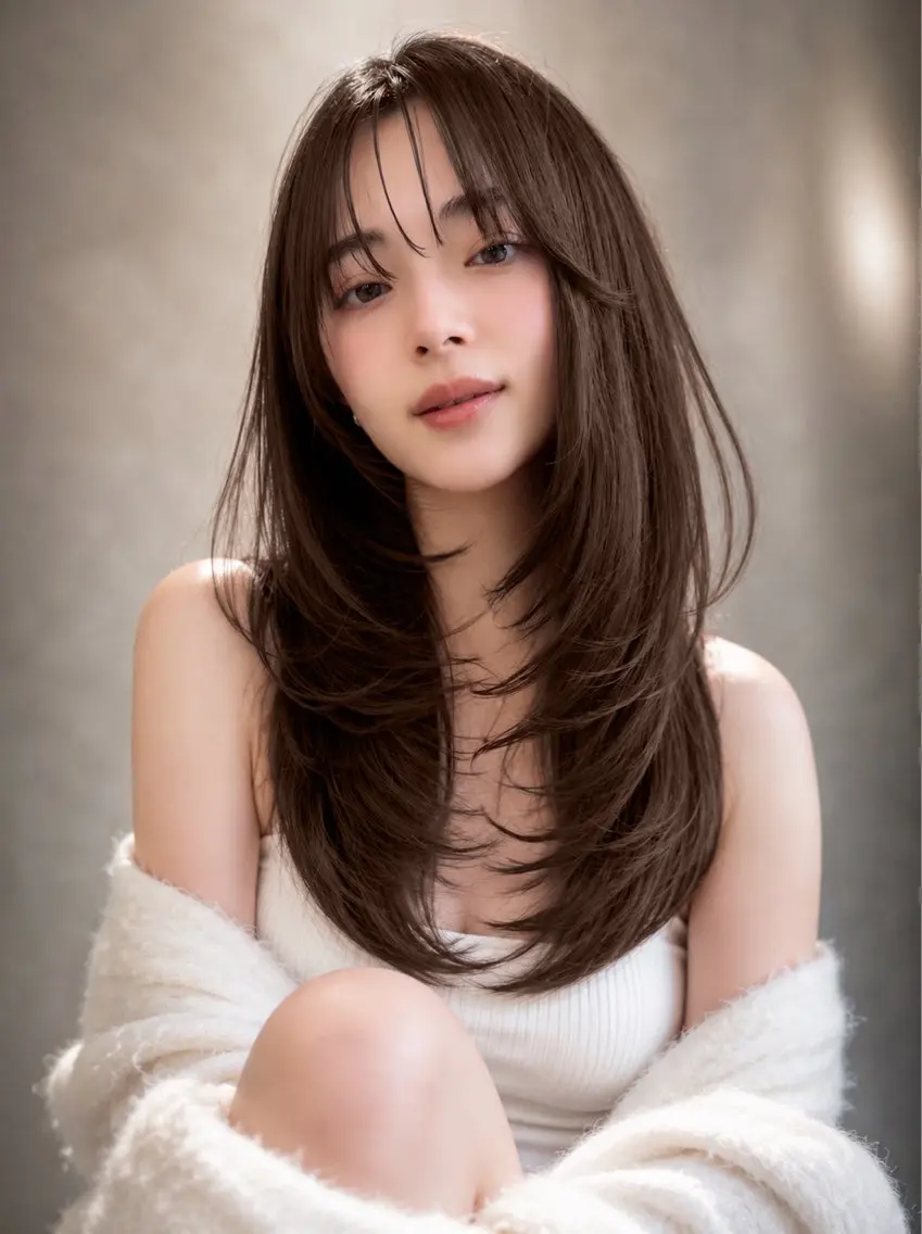 ロング カラー 似合わせカット カット ヘアカラー トリートメント レイヤー/髪質改善 Lond ambreのヘアスタイル
