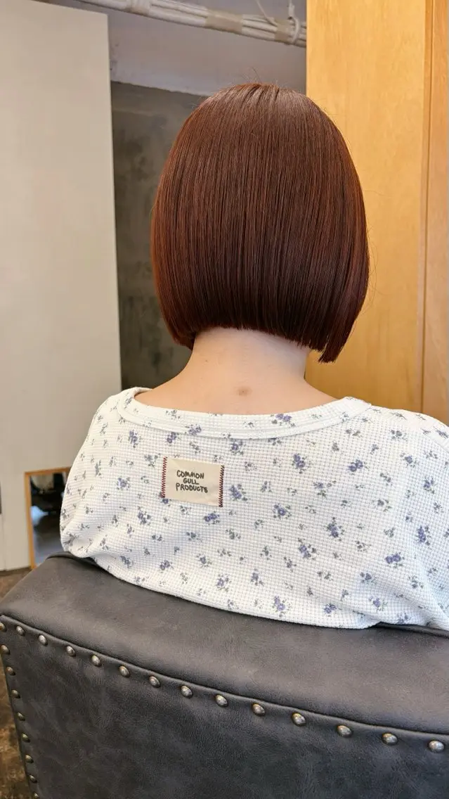 ショート カラー オレンジ ボブ カット ヘアカラー トリートメント 西山 紗耶香🪽 透明感カラー/ボブのヘアスタイル