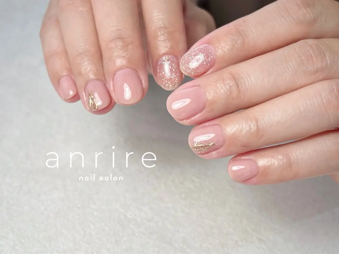 ネイル フラッシュネイル ジェルネイル ミラーネイル パラジェル ピンク nailsalon anrireのネイルデザイン