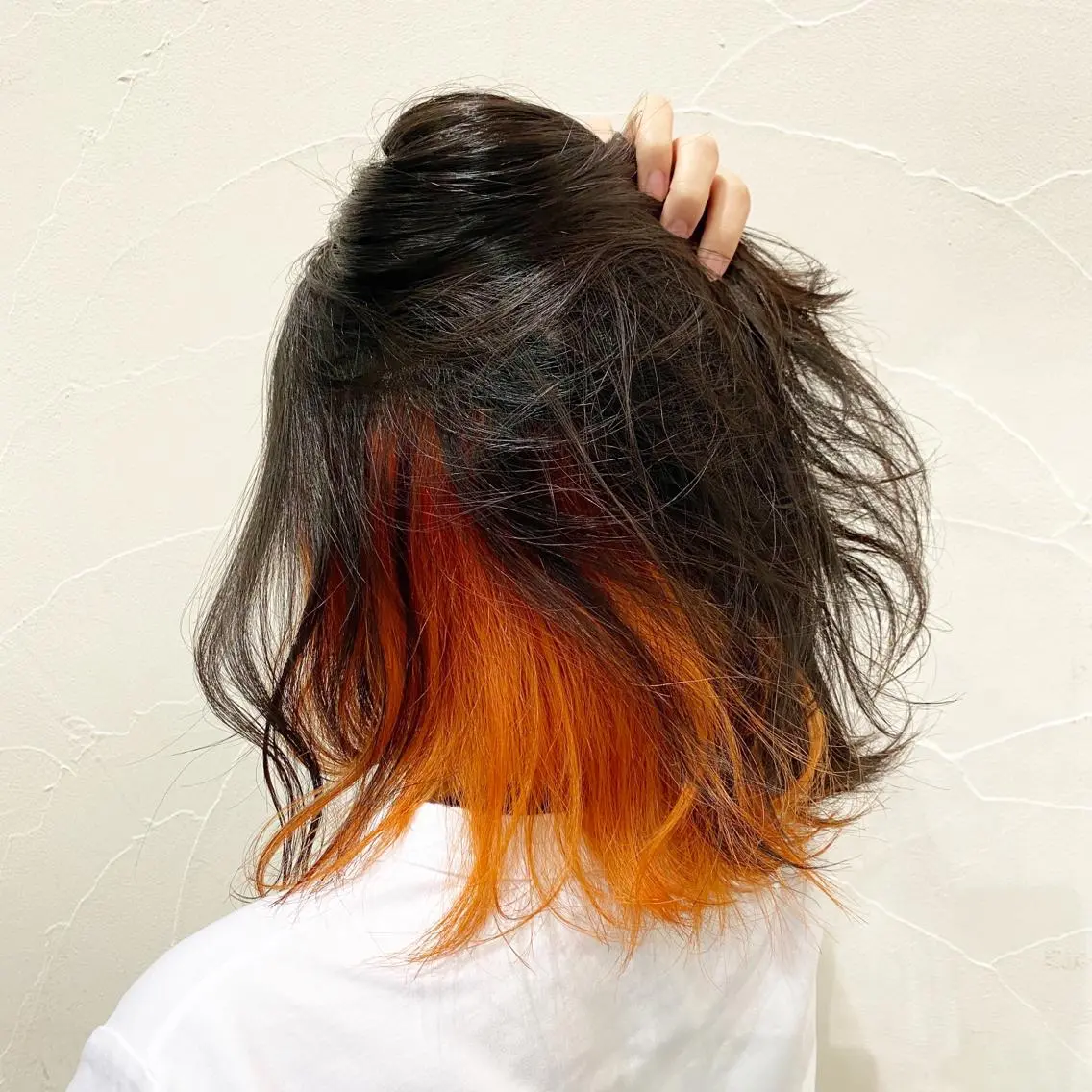 ミディアム カラー オレンジ 水原 恵莉香のヘアスタイル