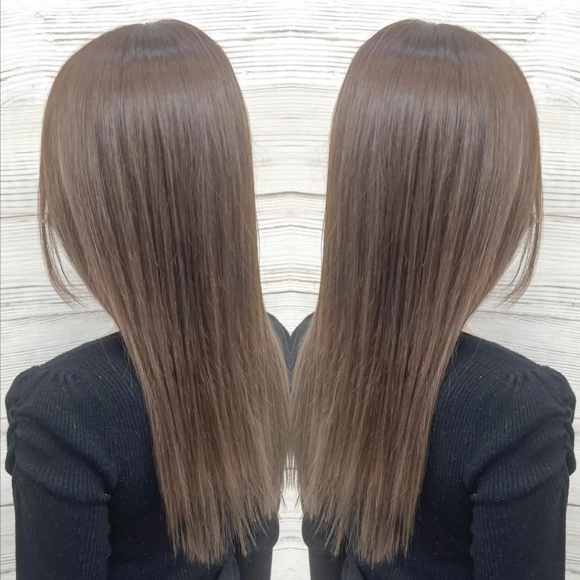 セミロング カラー ヘアアレンジ ブリーチ 透明感カラー エドルカラー グレージュ カット ヘアカラー トリートメント 枝毛カット＆髪質改善 満足NO.1岡しゃんのヘアスタイル