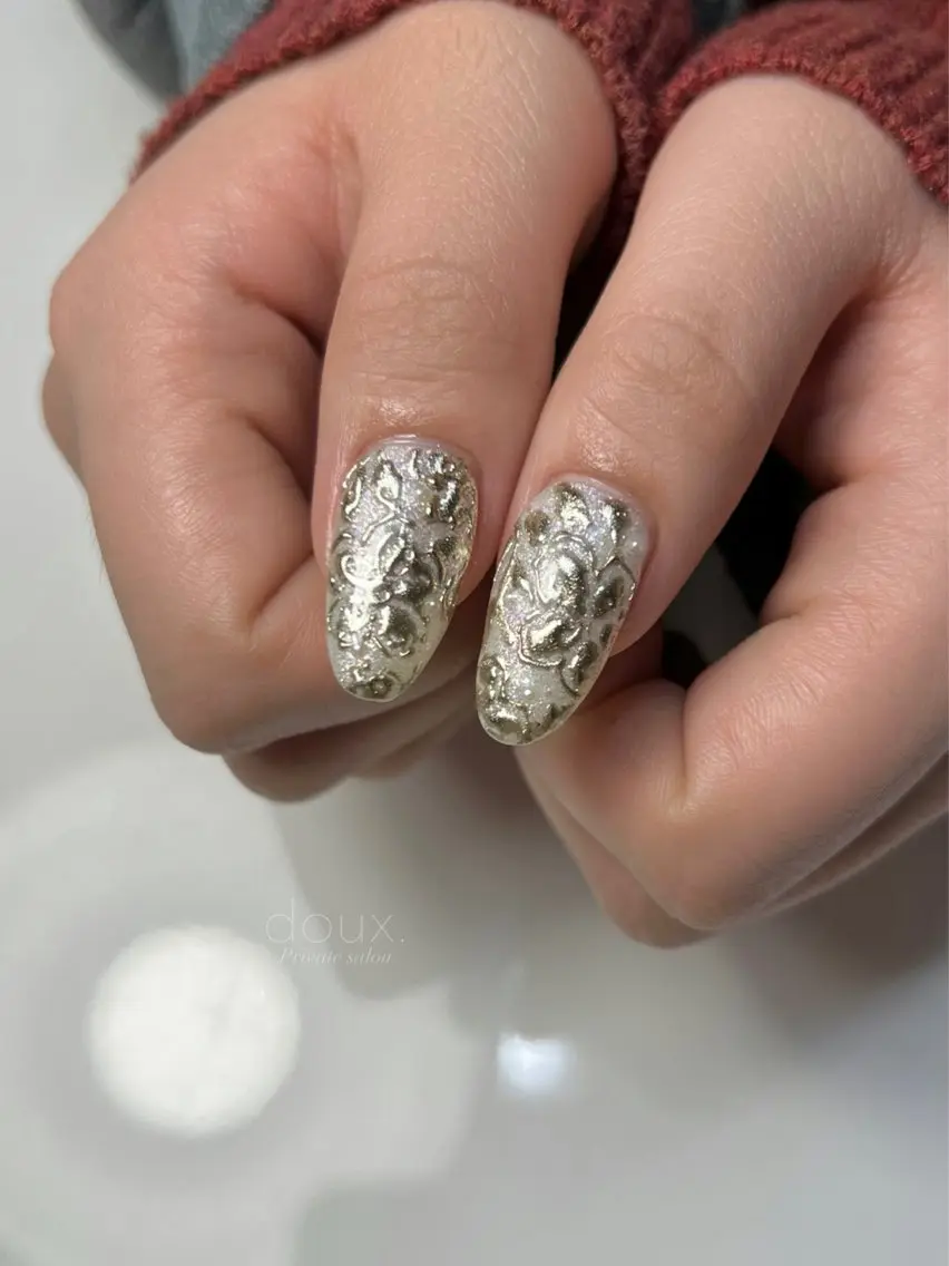 ネイル 成人式 韓国ネイル マグネットネイル ミラーネイル バレンタイン ハンドネイル doux. nailのネイルデザイン