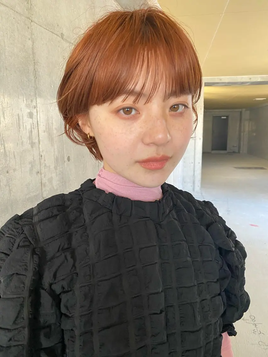 ショート カラー ベージュカラー オレンジ オレンジベージュ ショートヘア カット ヘアカラー トリートメント 🧼柴田 健太郎🧼のヘアスタイル