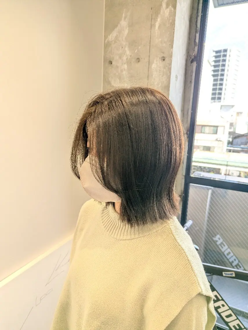 ミディアム ボブ くびれヘア カット ヘアカラー トリートメント newi 天王寺 masakoのヘアスタイル