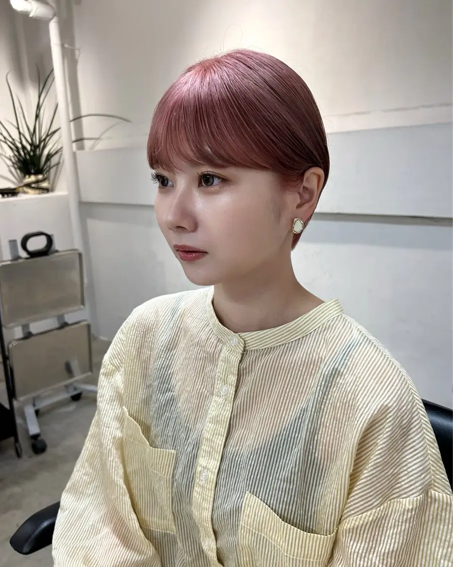 ショート カラー ピンクカラー ショートヘア ❤️ショートカット ・顔周りカット❤️のヘアスタイル