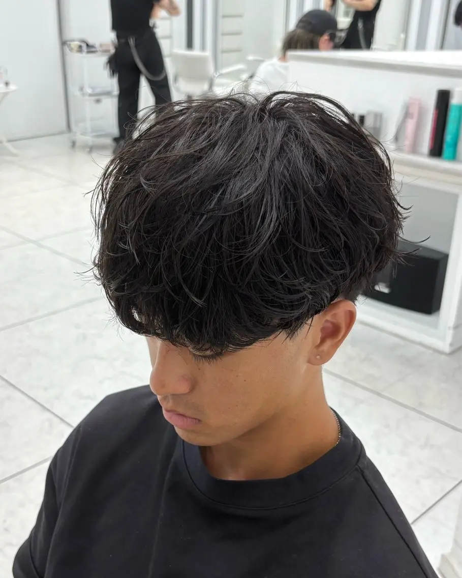 ショート カラー パーマ メンズ メンズパーマ カット パーマ 水谷 璃温のヘアスタイル