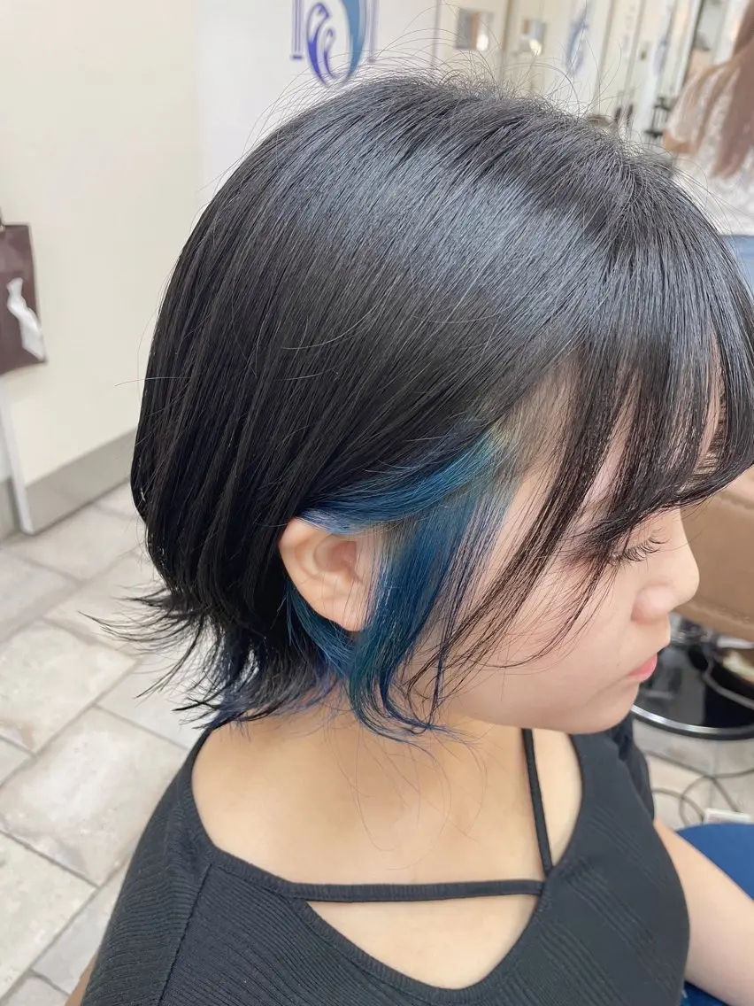 ミディアム カラー ヘアアレンジ イヤリングカラー 🍒透明感カラー/ 艶カラー/さくら🍒のヘアスタイル