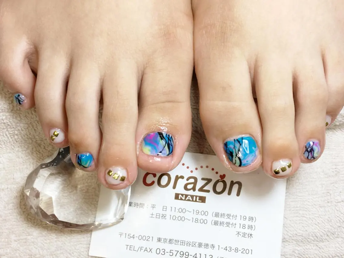ネイル アートネイル フットネイル 大理石ネイル(マーブル) ネイリスト aicoのネイルデザイン