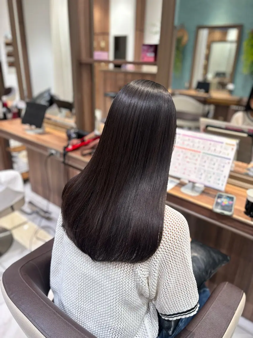セミロング パーマ 縮毛美髪矯正/ ハイトーン/あゆみのヘアスタイル