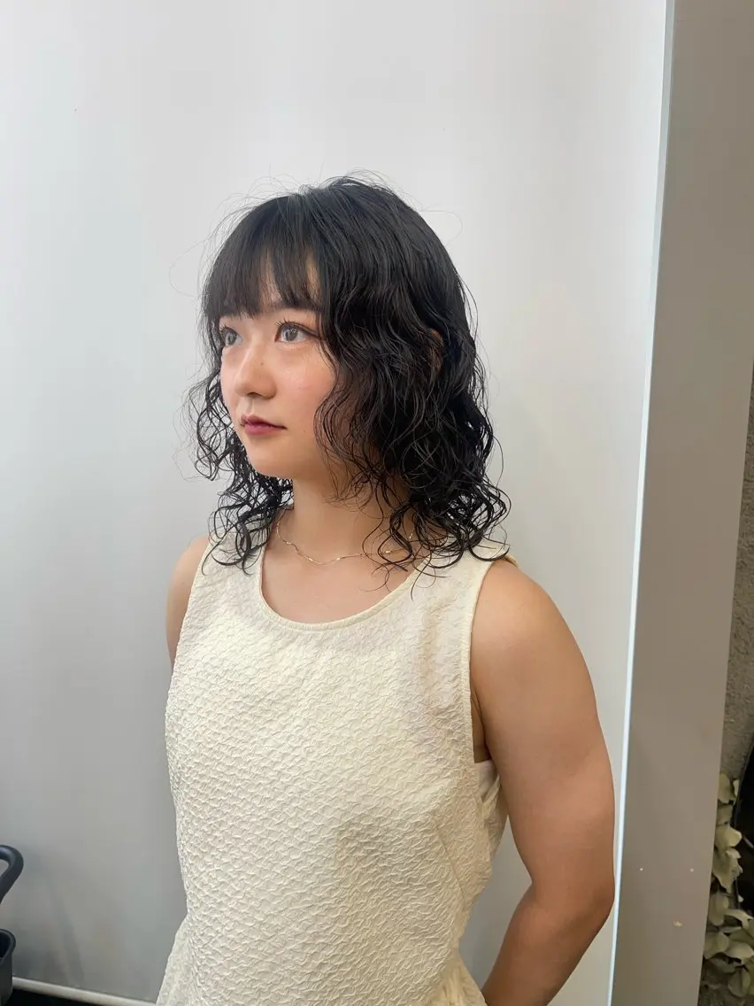 セミロング パーマ ヘアアレンジ カット パーマ 早瀬裕之 パーマのヘアスタイル