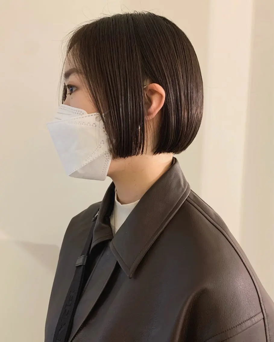 ミディアム カラー ボブ 髪質改善 カット ヘアカラー トリートメント 落合希 Olivebeigeのヘアスタイル