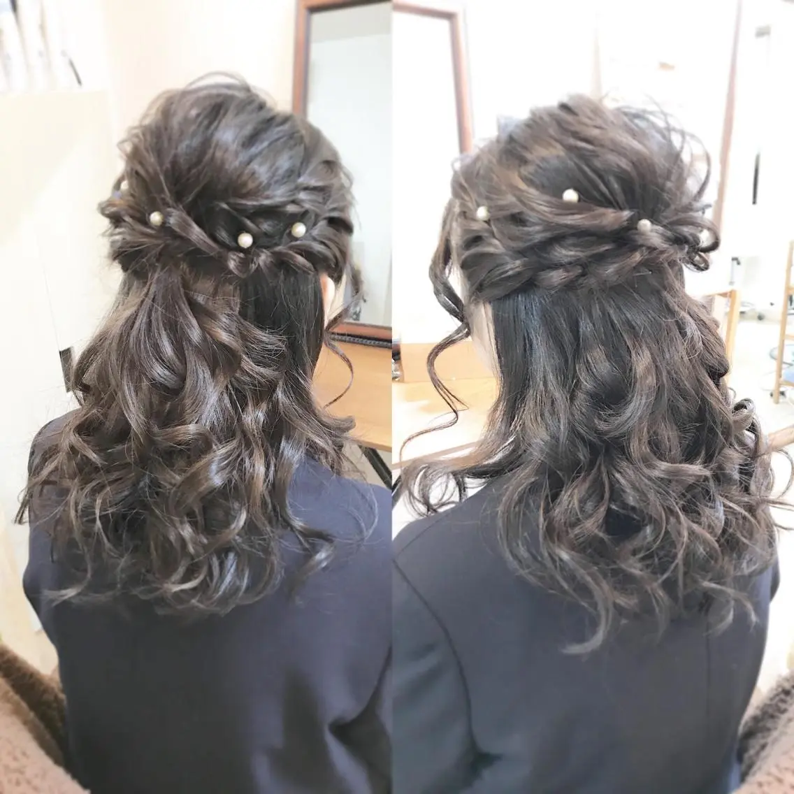 ミディアム ヘアアレンジ ハーフアップ ヘアセット 早朝✨ヘアセット 着付け/清水玲歌のヘアスタイル