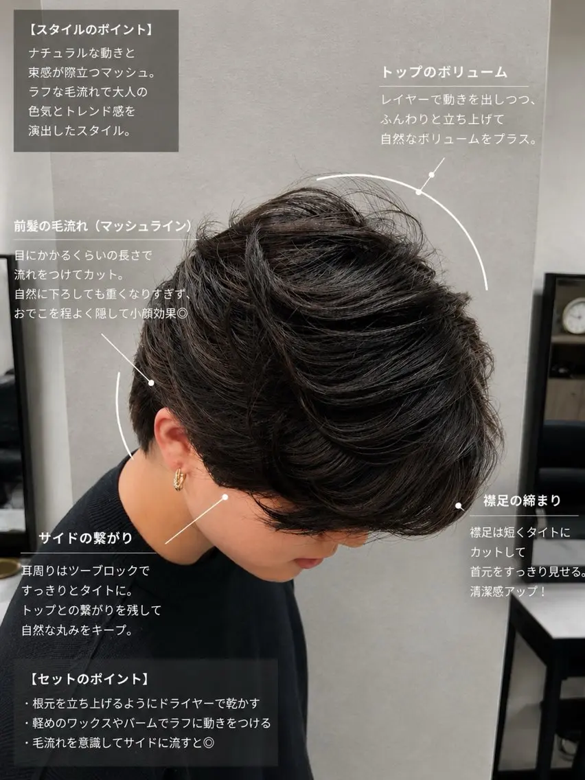 ミディアム メンズ カット 押川 新太朗のヘアスタイル