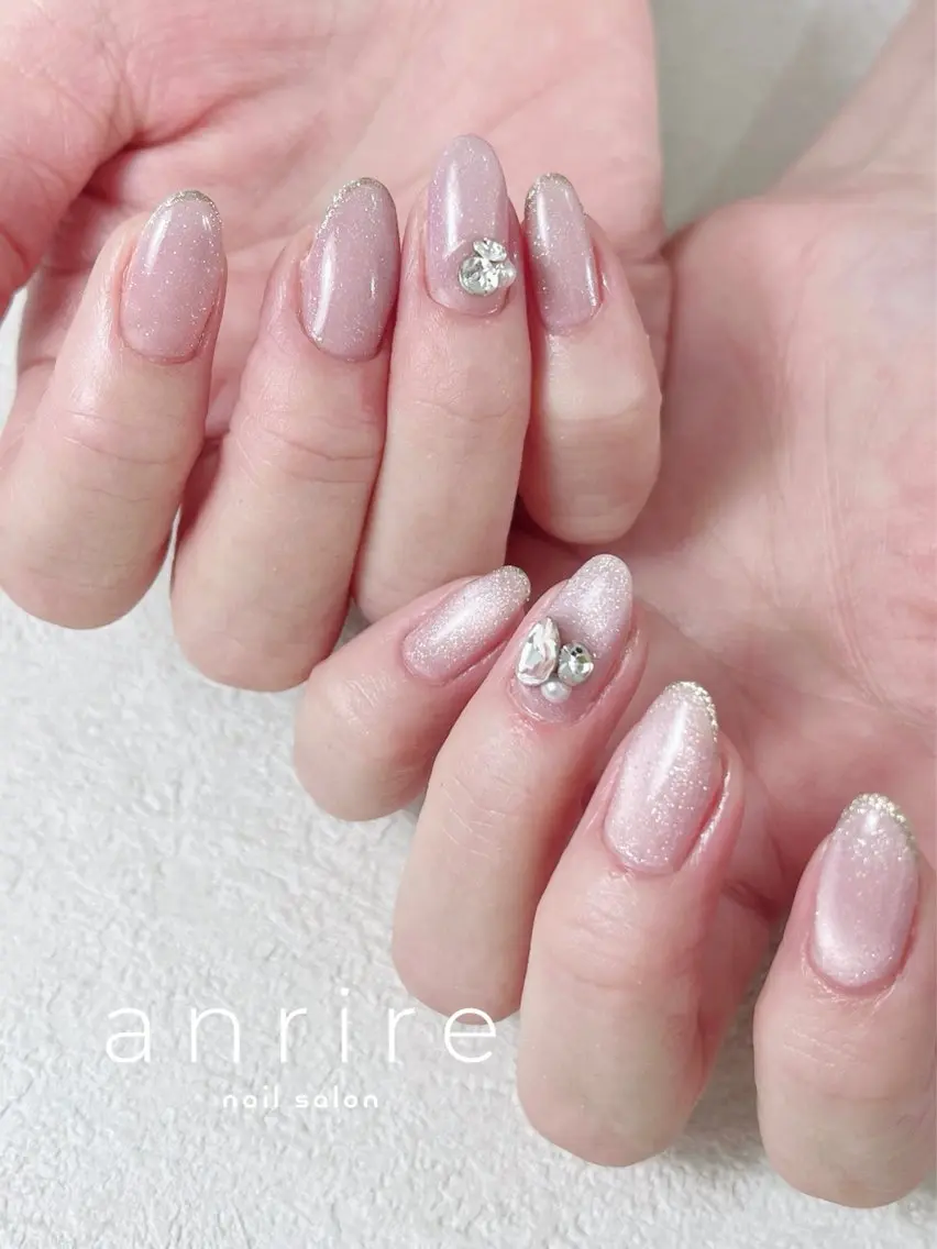 ネイル フラッシュネイル フラッシュマグ ジェルネイル ハート キラキラネイル ハンドネイル nailsalon anrireのネイルデザイン