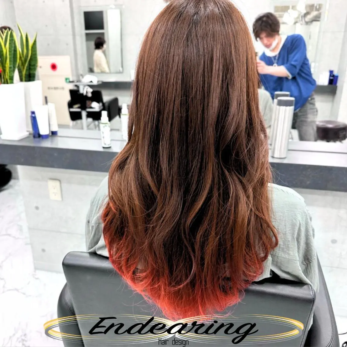 カラー デザインカラー ハイライトカラー レッドカラー カット ヘアカラー Endearing 銀座/レイヤーカットのヘアスタイル