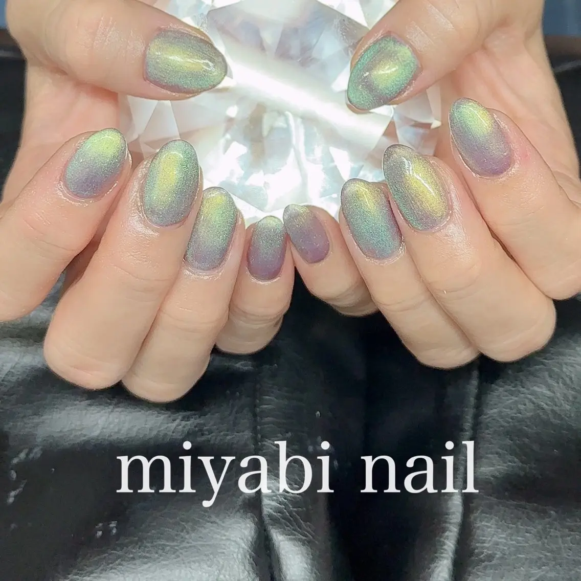 ネイル ブルー ジェルネイル マグネットネイル 持ち込み パープル ハンドネイル miyabi nail 桂川駅近くのネイルデザイン