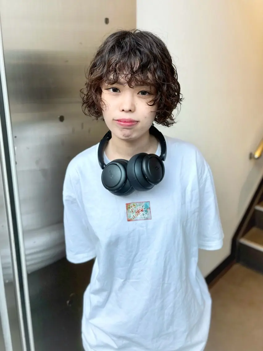 ショート パーマ ショートボブ ボブ 顔周りカット ショートヘア ワイドバング 似合わせカット/ パーマ/藤田和樹のヘアスタイル