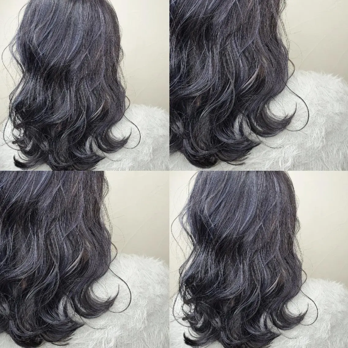 セミロング ヘアカラー ツヤ髪✨縮毛矯正 ハイトーンカラーのヘアスタイル