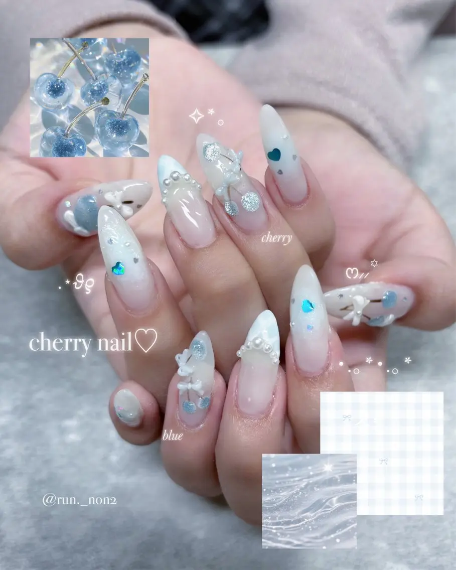 ネイル チークネイル 長さ出し フレンチネイル ジェルネイル キラキラネイル ハンドネイル Haruka 【Protea】のネイルデザイン