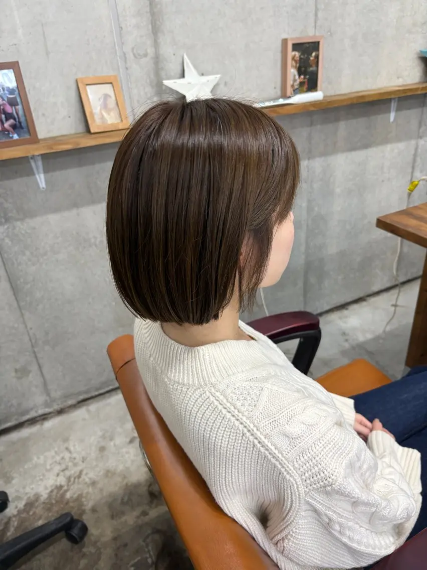 前髪縮毛矯正+骨格似合わせカット+ワンカラー+カラー+TOKIOトリートメント🎀 お白髪染🉑の写真