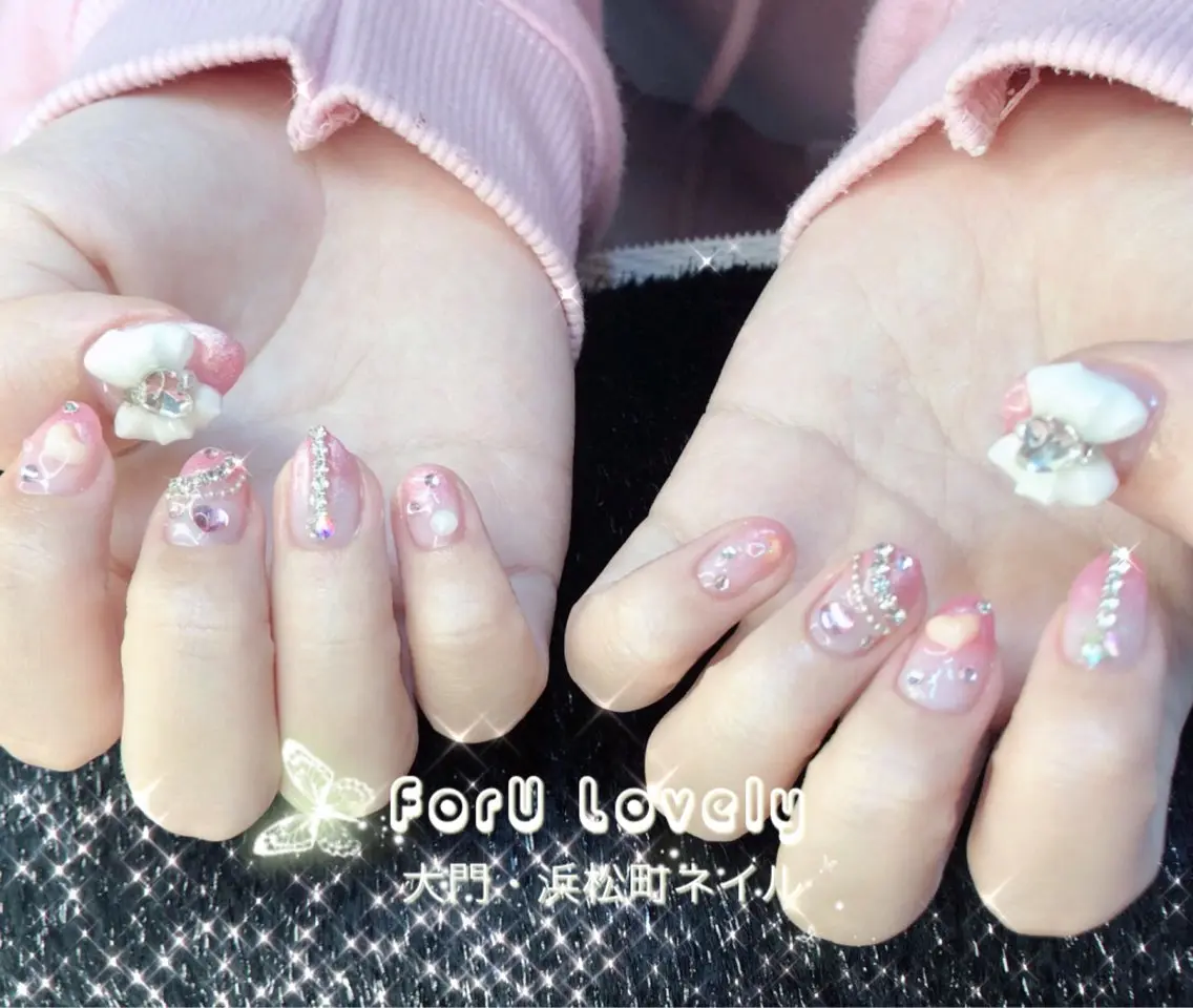 ネイル 桜ネイル フットネイル フレンチネイル ジェルネイル グラデーション 大門浜松町 ネイルのネイルデザイン
