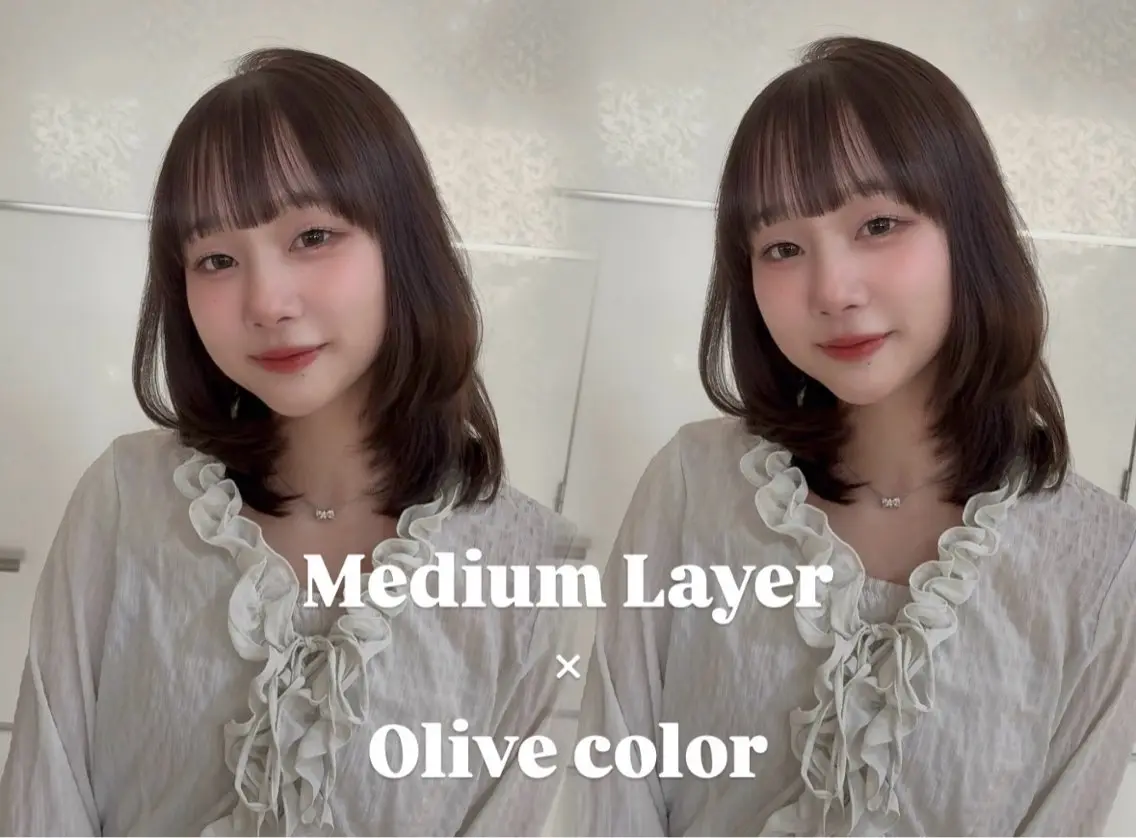 ミディアム カラー カット ヘアカラー トリートメント 🤎韓国ヘア ベージュ まゆか🤎のヘアスタイル