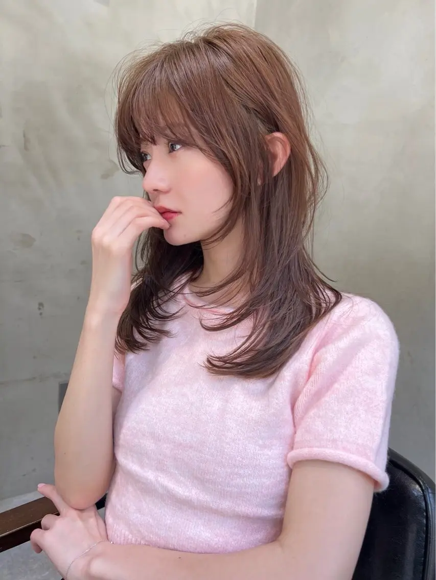 ミディアム カラー パーマ ヘアアレンジ カット ヘアカラー トリートメント 🌱透明感カラー🌱 レイヤー/コウスケのヘアスタイル