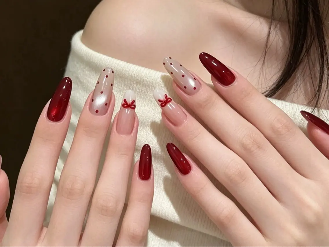 ネイル べっ甲ネイル ボルドー ブラウン チークネイル 長さ出し ハンドネイル ハンドケア NEW NAIL池袋 YUKI❤️🔥のネイルデザイン