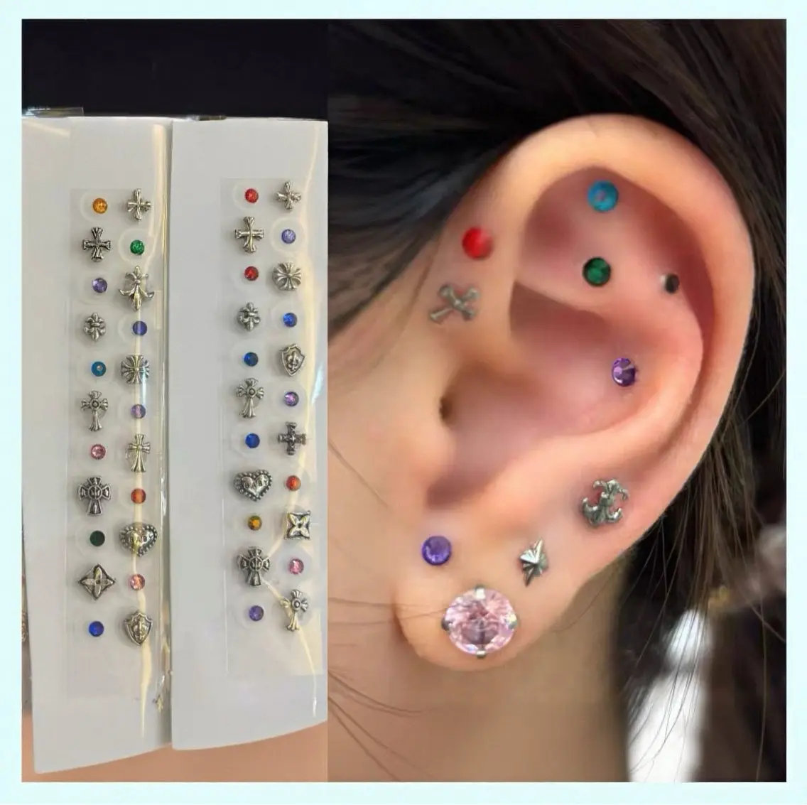 【当店人気メニュー♪】体を知る施術者の耳つぼジュエリー両耳15粒★☆¥4000の写真