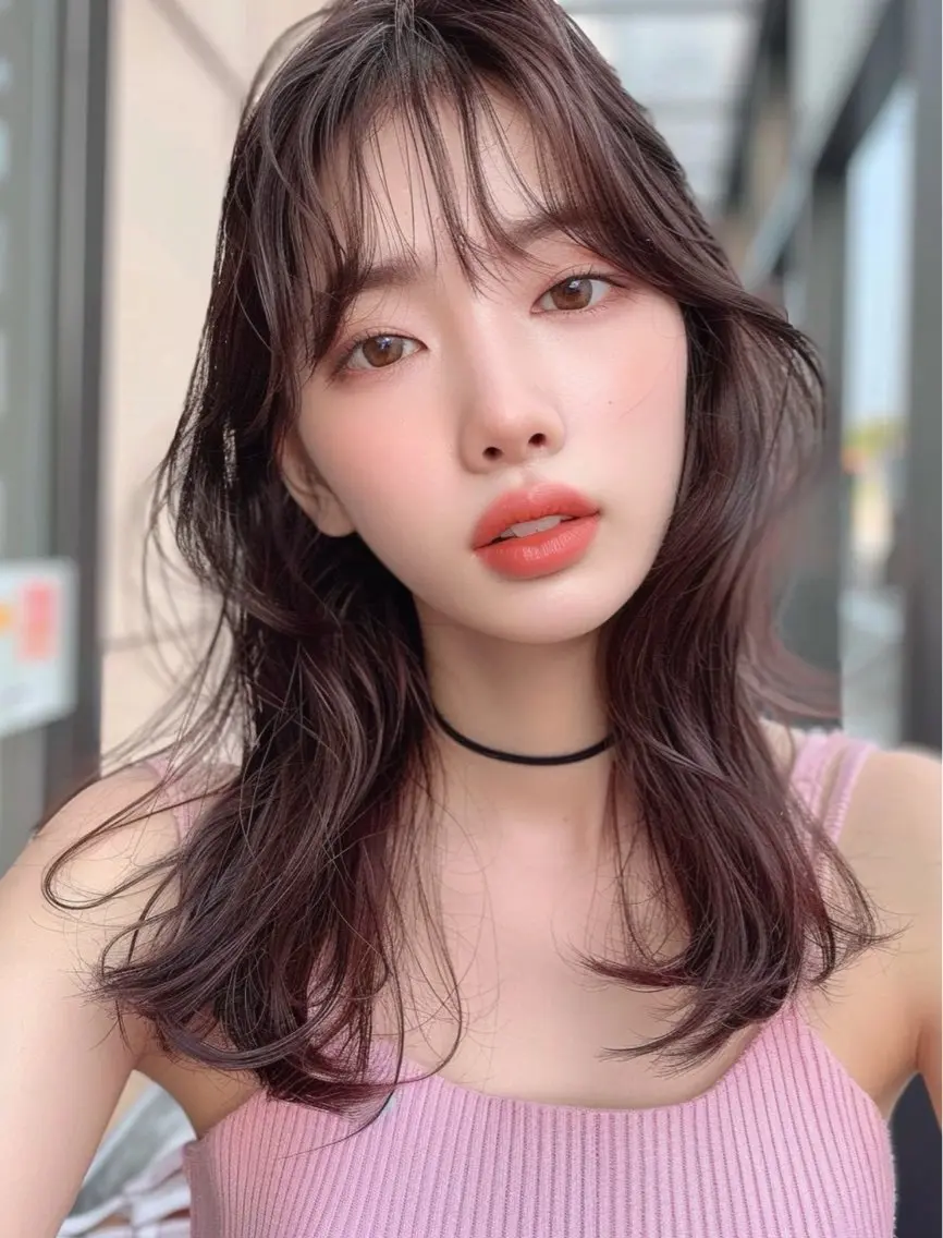 ミディアム カラー ブリーチ 透明感カラー ダブルカラー ブリーチなしカラー ヘアカラー トリートメント 🌿透明感カラー レイヤーカットのヘアスタイル