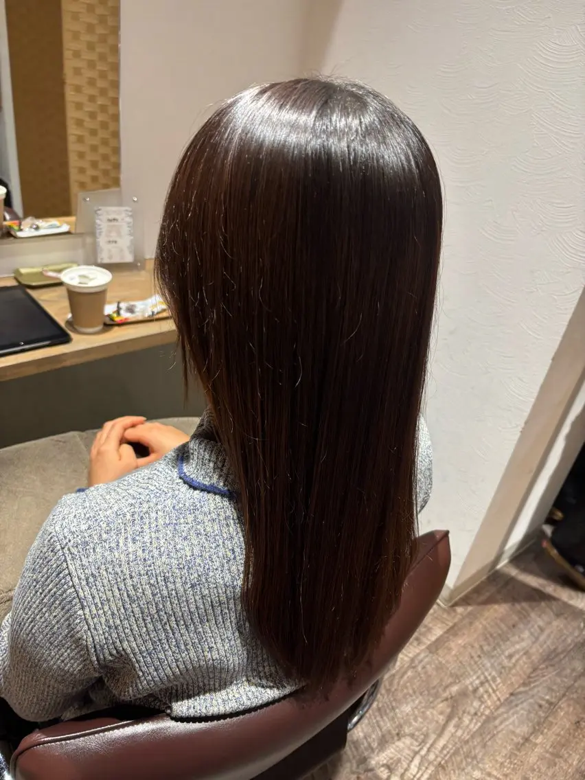 ロング 縮毛矯正 ふじた/ハイライト /パーマのヘアスタイル