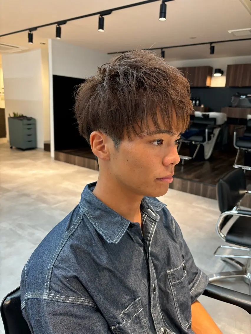 メンズ メンズショート 保立フェザーパーマ 大人メンズヘア船橋駅のヘアスタイル