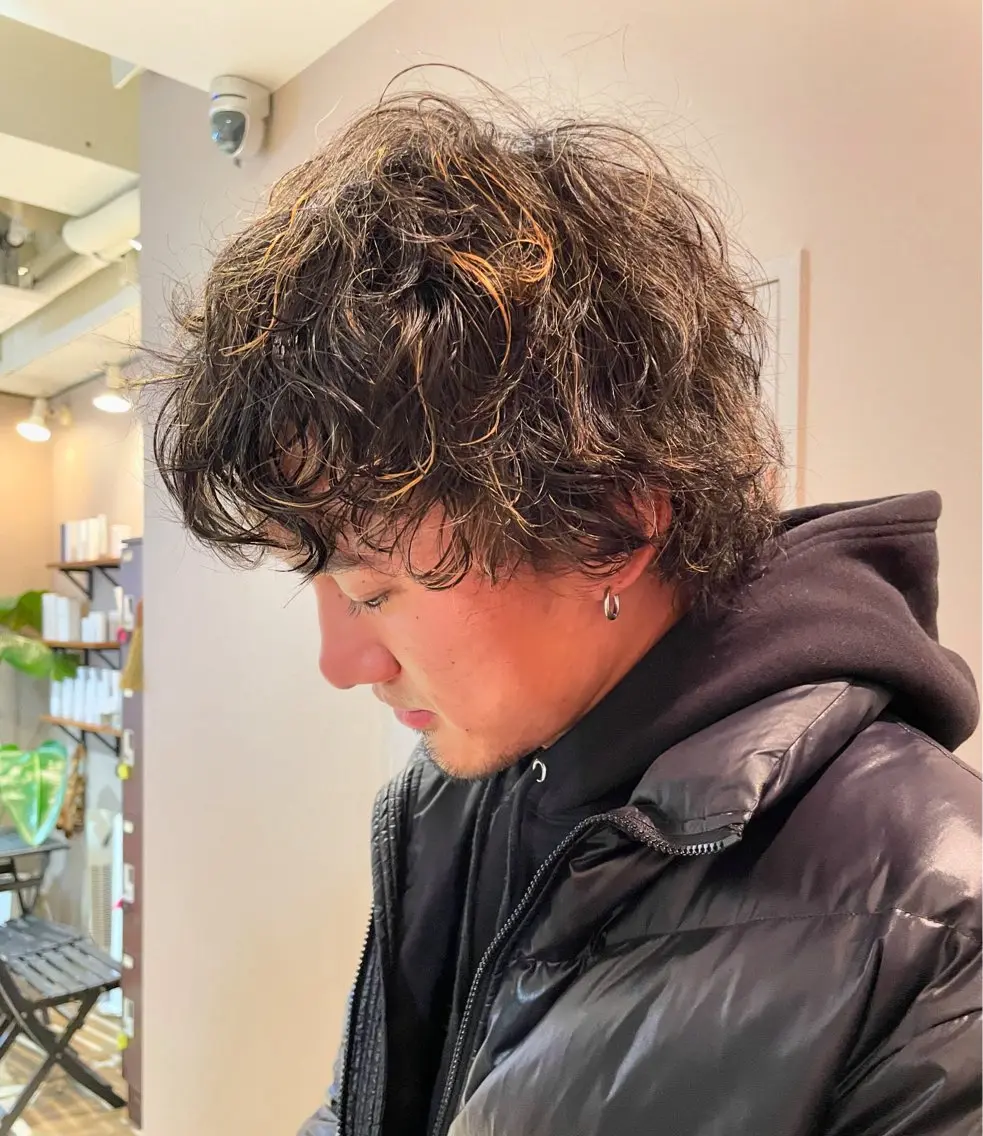 ショート カラー パーマ メンズ ヘアカラー トリートメント なかがきはな/ボブ/ レイヤー/パーマのヘアスタイル