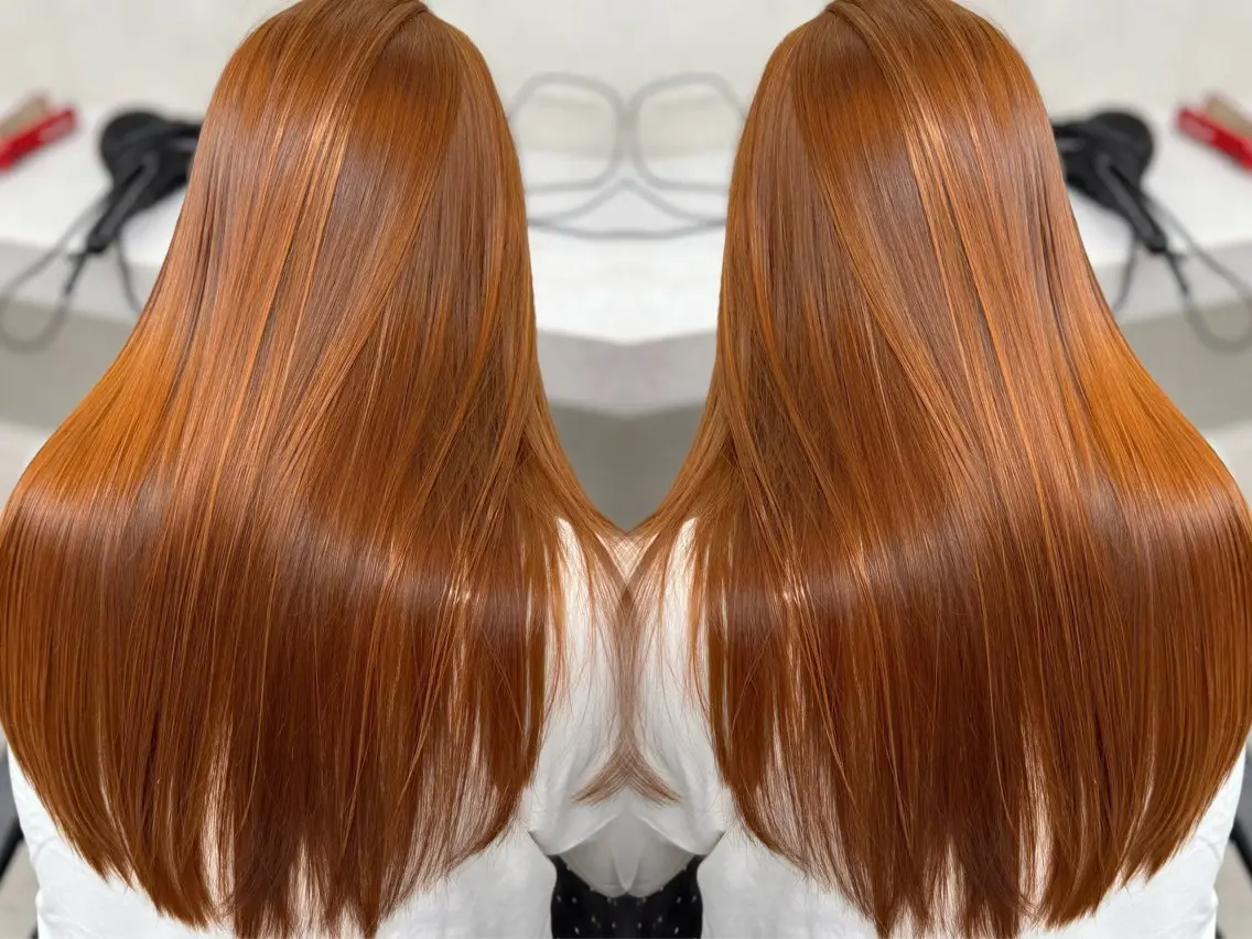 🍎ブリーチはしたくないけど明るくしたい‼️🍎💇‍♀️ブリーチなしダブルカラー＋髪質別トリートメントの写真