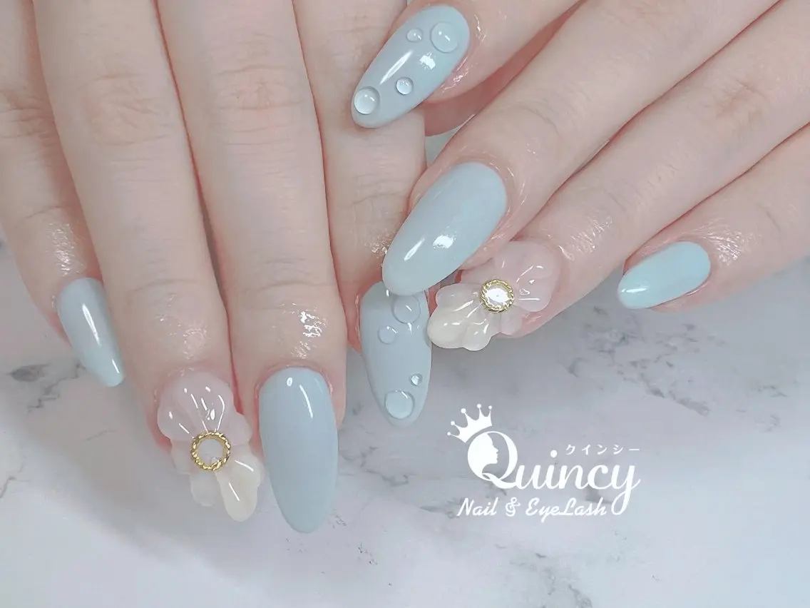 セミロング ハンドネイル Quincy ネイル&アイラッシュのマツエク・マツパデザイン